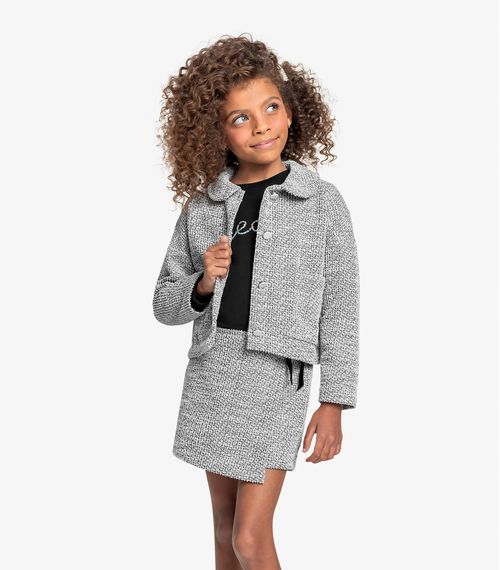Conjunto Blusa Com Shorts Saia em Tweed Trick Nick Preto