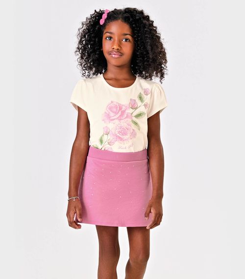 Conjunto Blusa Com Short Saia Moletinho Trick Nick Bege