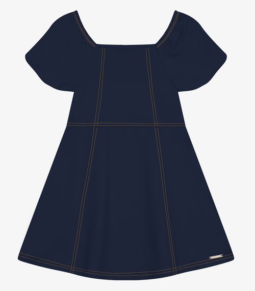 Vestido Infantil em Moletinho Denim Trick Nick Azul Marinho