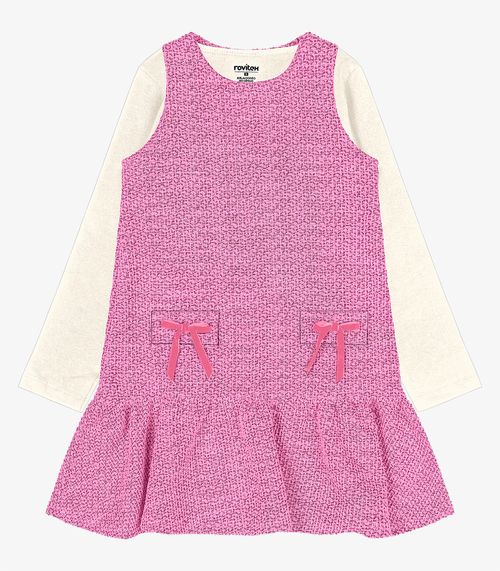 Conjunto Vestido Com Blusa em Tweed Trick Nick Rosa