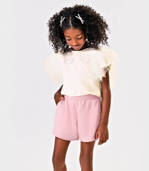 Conjunto Blusa Com Shorts Infantil Trick Nick Bege