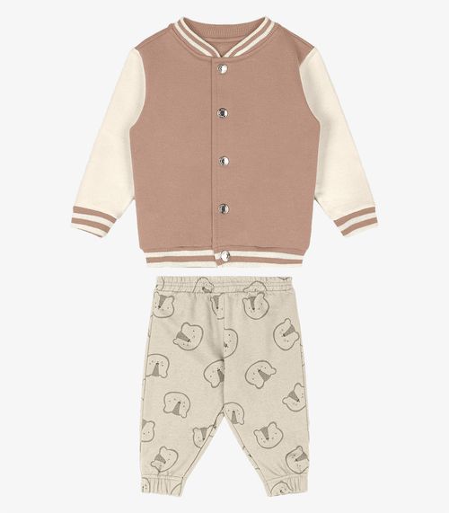 Conjunto Infantil Jaqueta Com Calça Trick Nick Marrom