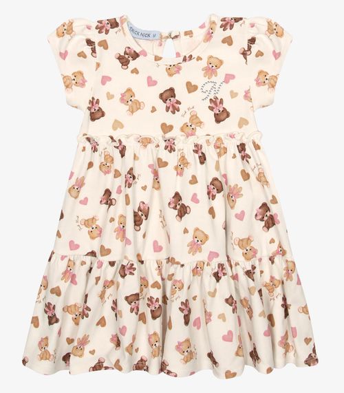Vestido Infantil Cotton Trick Nick Bege