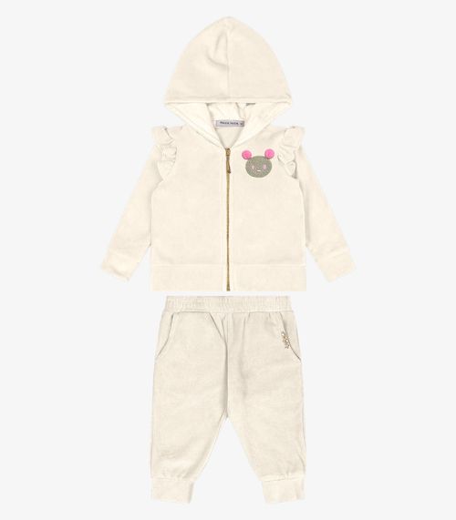 Conjunto Infantil em Plush Trick Nick Bege