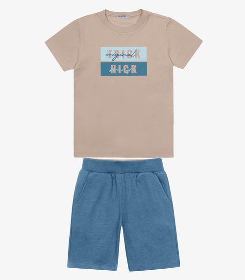 Conjunto Infantil Camiseta Com Bermuda Trick Nick Marrom