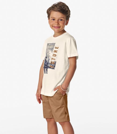 Conjunto Camiseta e Bermuda Trick Nick Bege