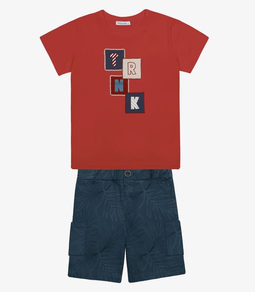 Conjunto Menino Camiseta Com Bermuda Trick Nick Laranja