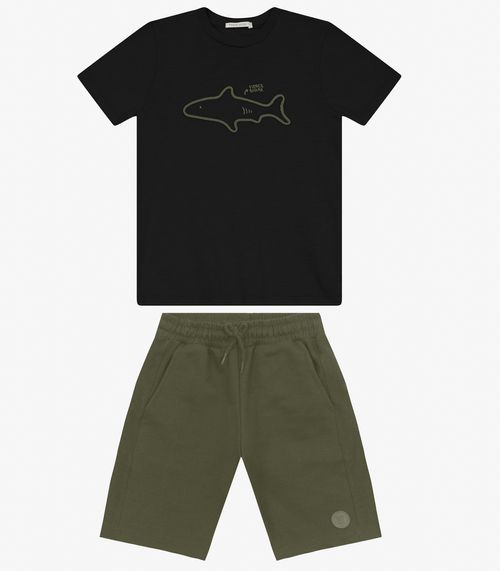 Conjunto Camiseta com Bermuda masculino Trick Nick Preto