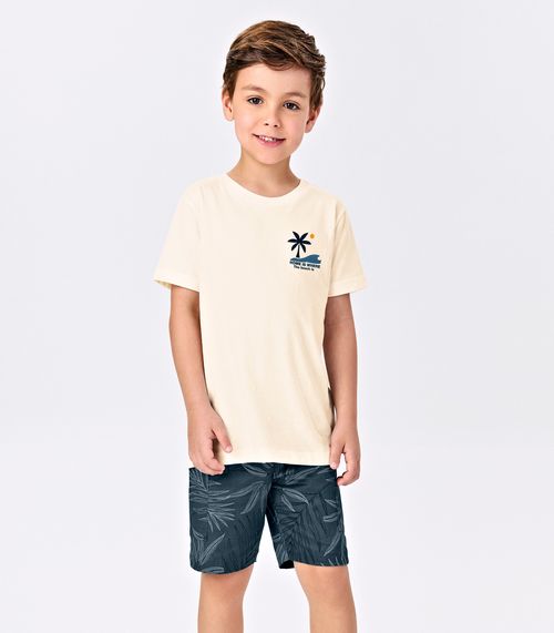 Conjunto Infantil Camiseta Com Bermuda Trick Nick Bege