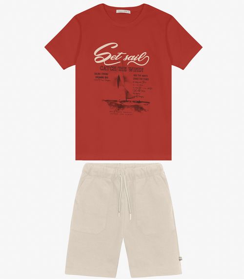 Conjunto Camiseta com Bermuda masculino Trick Nick Laranja