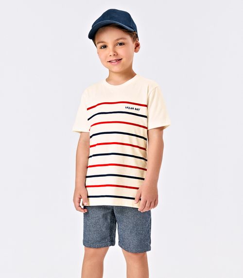 Conjunto Infantil Camiseta Com Bermuda Trick Nick Bege