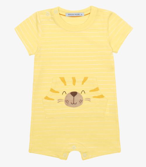 Macaquinho Infantil Cotton Listrado Trick Nick Amarelo
