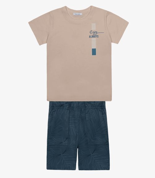 Conjunto Infantil Camiseta Com Bermuda Trick Nick Marrom