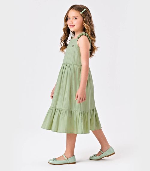 Vestido Midi Tricoline Maquinetada Trick Nick Verde