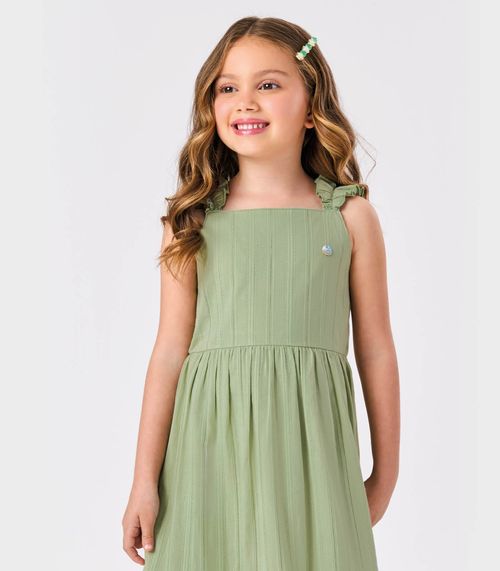 Vestido Midi Tricoline Maquinetada Trick Nick Verde