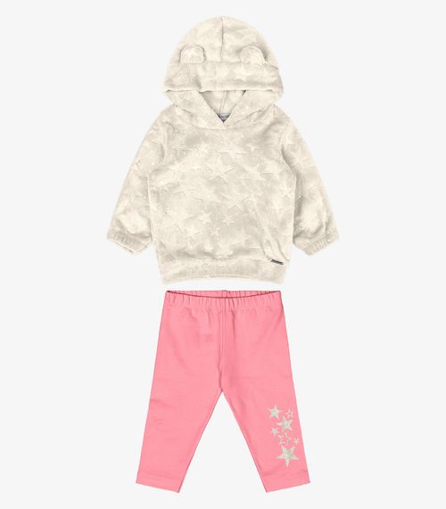 Conjunto de Blusão Capuz e Legging Trick Nick Bege
