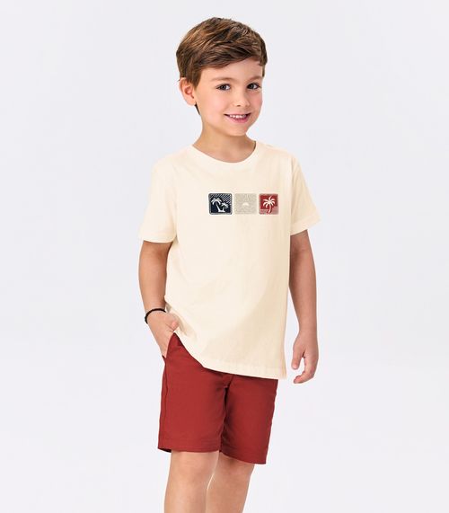 Conjunto Infantil Camiseta Com Bermuda Trick Nick Bege