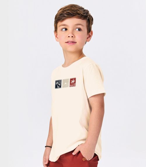 Conjunto Infantil Camiseta Com Bermuda Trick Nick Bege