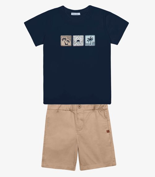 Conjunto Infantil Camiseta Com Bermuda Trick Nick Azul