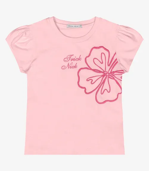 Blusa Manga Curta Infantil Feminina Trick Nick Rosa