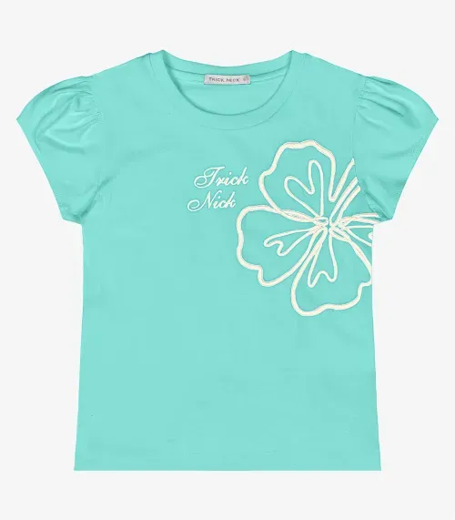 Blusa Manga Curta Infantil Feminina Trick Nick Azul