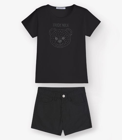 Conjunto Infantil Blusa Com Shorts Trick Nick Preto