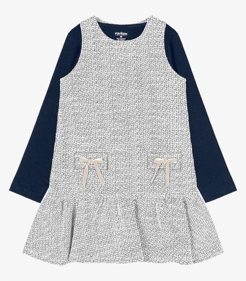 Conjunto Vestido Com Blusa em Tweed Trick Nick Branco