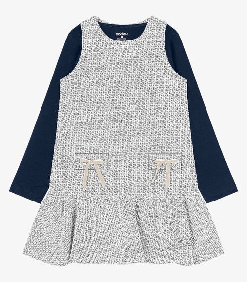 Conjunto Vestido Com Blusa em Tweed Trick Nick Branco