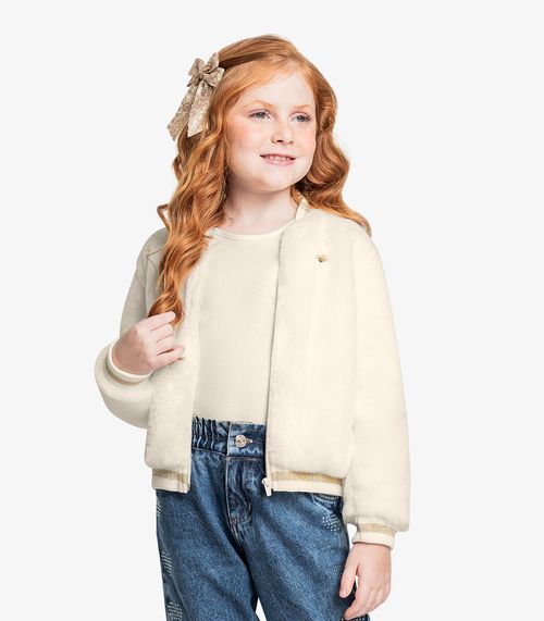 Jaqueta Bomber Pelo Safira Trick Nick Bege