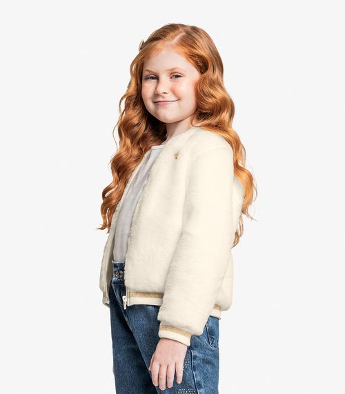 Jaqueta Bomber Pelo Safira Trick Nick Bege