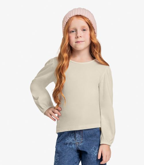 Blusa Infantil Manga Longa Trick Nick Bege