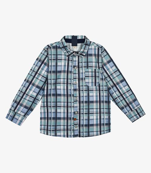 Camisa Infantil Manga Longa Xadrez Trick Nick Azul