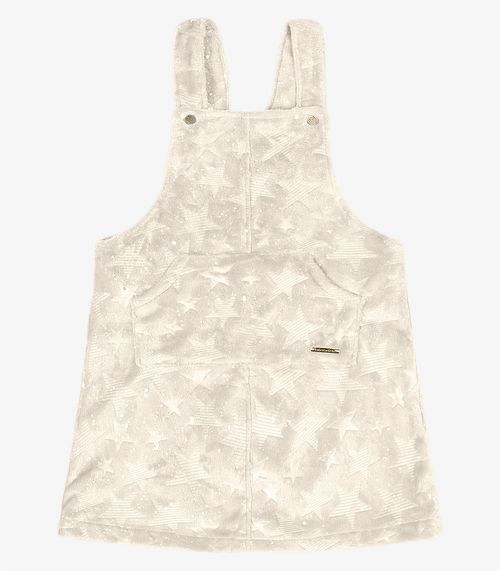 Salopete Infantil Peluciada Com Glitter Trick Nick Bege