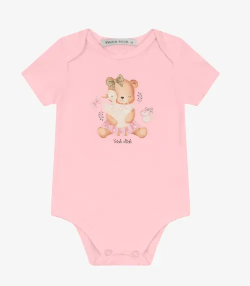 Body feminino em Cotton Leve Trick Nick Rosa