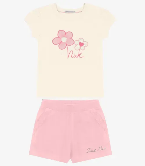 Conjunto Feminino Blusa com Shorts Trick Nick Off White
