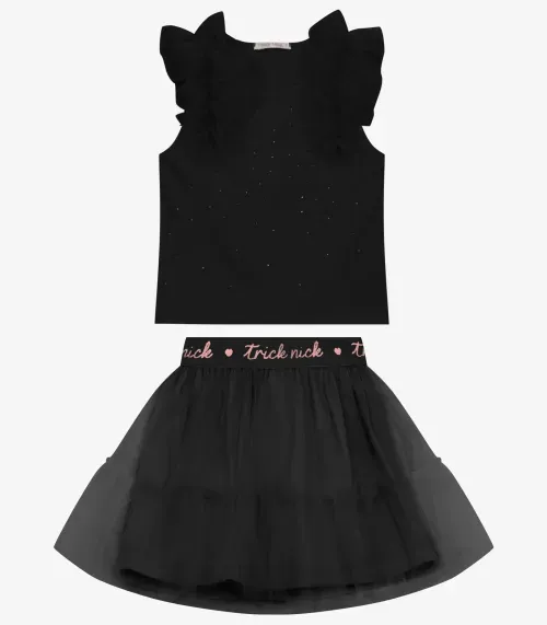 Conjunto Feminino Regata com Saia Trick Nick Preto