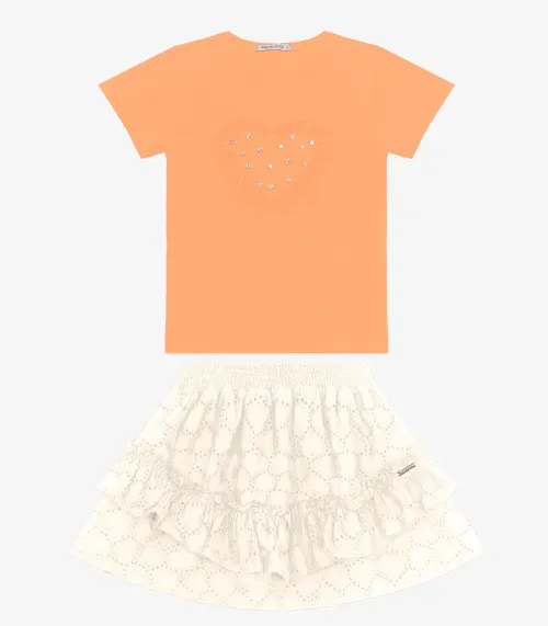 Conjunto Blusa com Saia em viscose KhyarTrick Nick Laranja