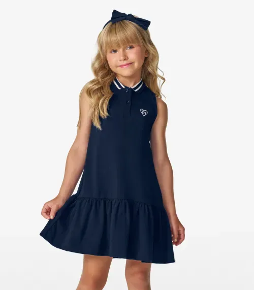 Vestido Infantil em Malhão Trick Nick Azul Marinho