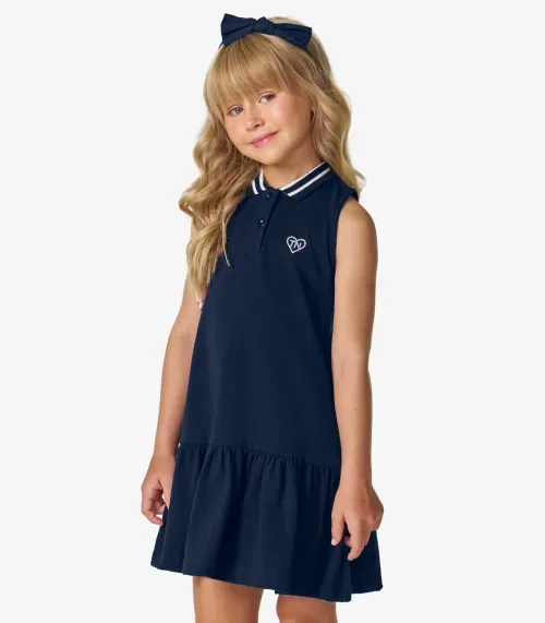 Vestido Infantil em Malhão Trick Nick Azul Marinho