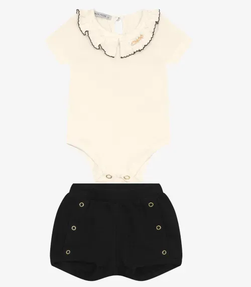 Conjunto Body e Calcinha em Cotton Leve Trick Nick Preto