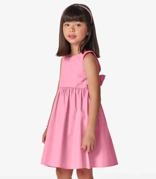 Vestido Menina em Tricoline Trick Nick Rosa