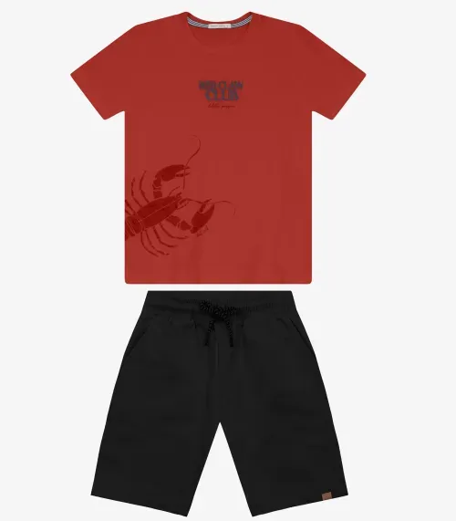 Conjunto Camiseta com Bermuda masculino Trick Nick Laranja