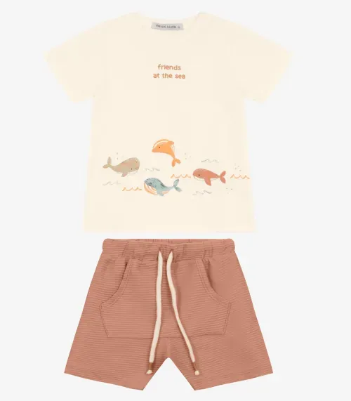 Conjunto Camiseta com Bermuda Masculino Trick Nick Off White