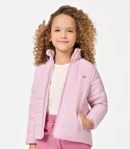 Jaqueta Puffer Infantil Feminina Trick Nick Rosa
