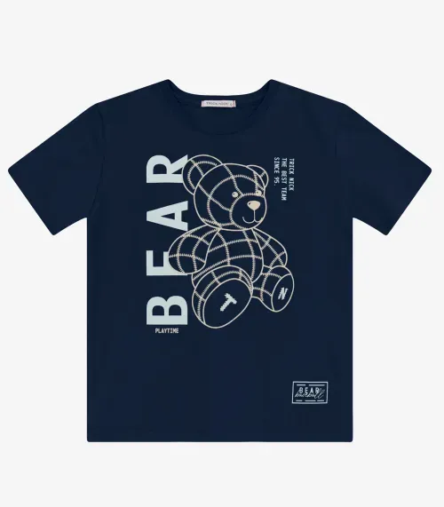 Camiseta Menino em Cotton Leve Trick Nick Azul Marinho