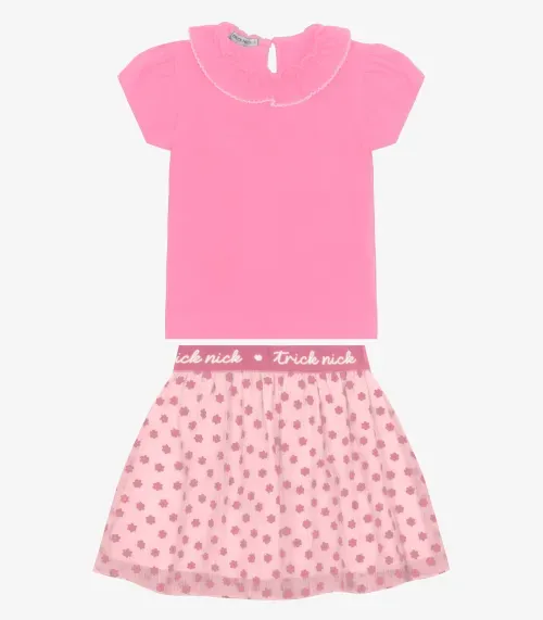 Conjunto Blusa com Saia em Cotton Leve Trick Nick Rosa