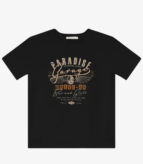 Camiseta Masculina em Meia Malha Trick Nick Preto