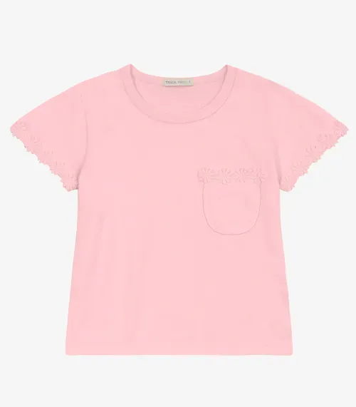 Blusa feminina Infantil em Meia Malha Trick Nick Rosa