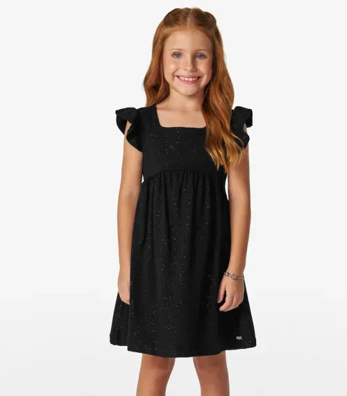 Vestido Infantil em Cotton Glitter Trick Nick Preto
