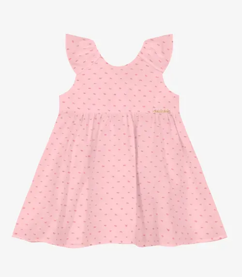 Vestido Infantil em Cotton Plumetis Trick Nick Rosa